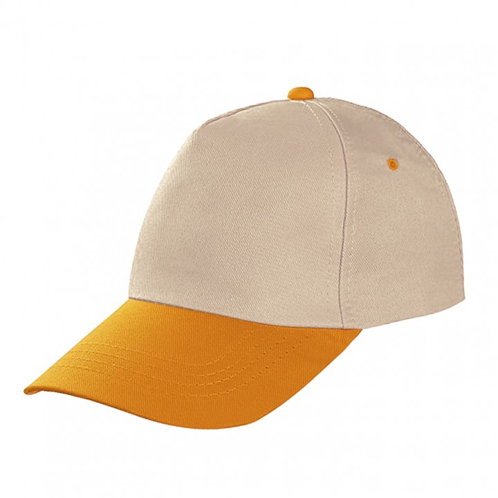Turuncu Siperli Bej Gövdeli 5 Panel Kampanya Şapkası